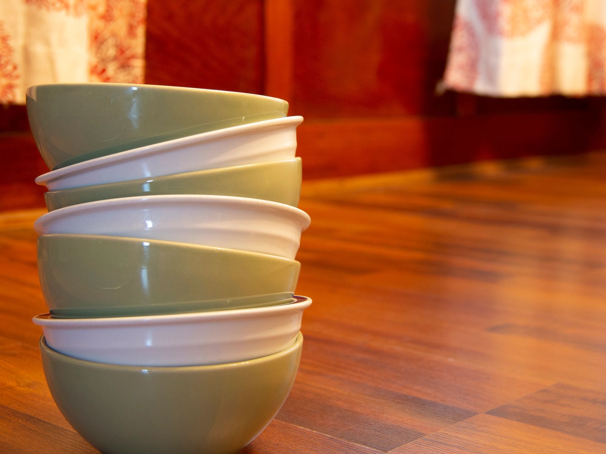 Stacked handcrafted ceramic bowls